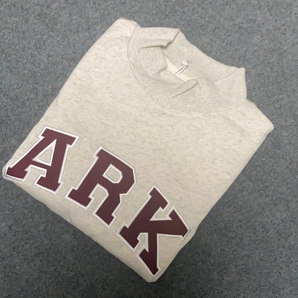 Parke Heather Grey Mock Neck Sweatshirt With Maroon Varsity lettering size XXL